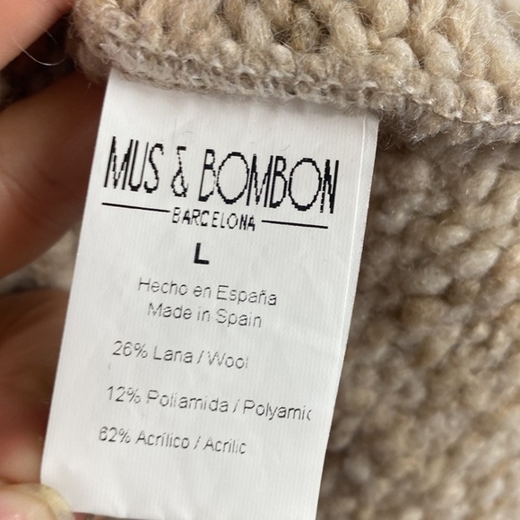 MUS & BOMBON Mahogany Wool Sweater Beige Turtleneck - Size Large - Picture 9 of 12